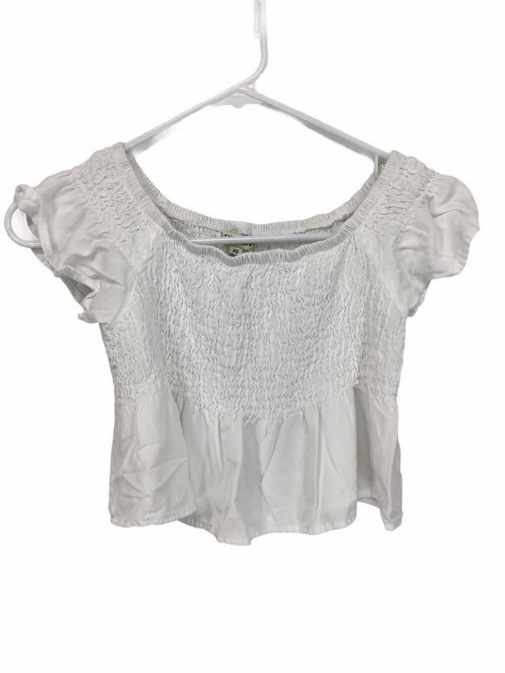 Style Envy White Smocked Short Sleeve Crop Top XS